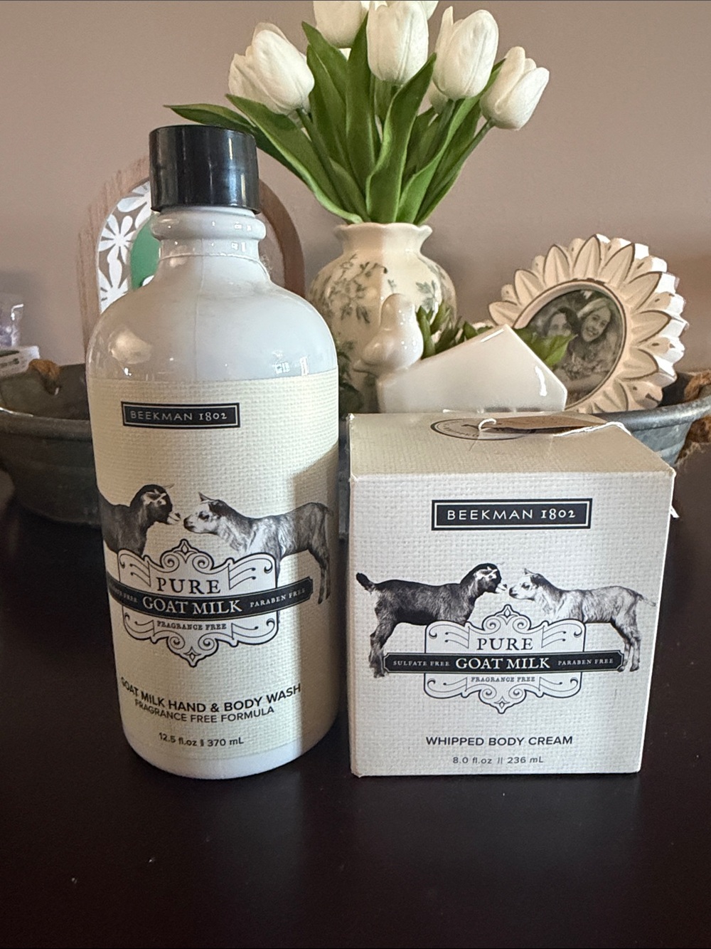 Beekman 1802 Pure Goat Milk Hand & Body Wash and Whipped Body Cream - White
